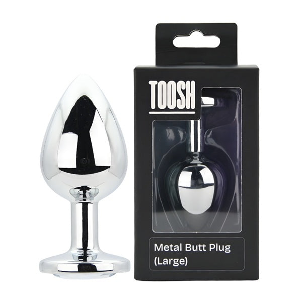 Loving Joy metal butt plug large clear stone, UK version