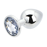 Loving Joy metal butt plug large clear stone, UK version