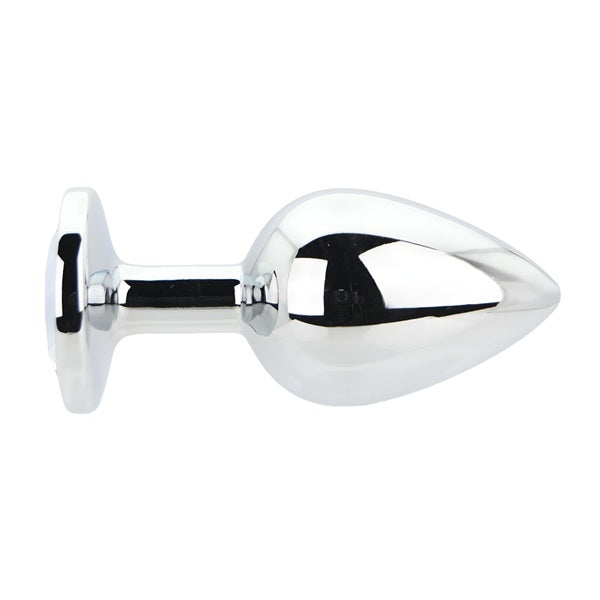 Loving Joy metal butt plug large clear stone, UK version