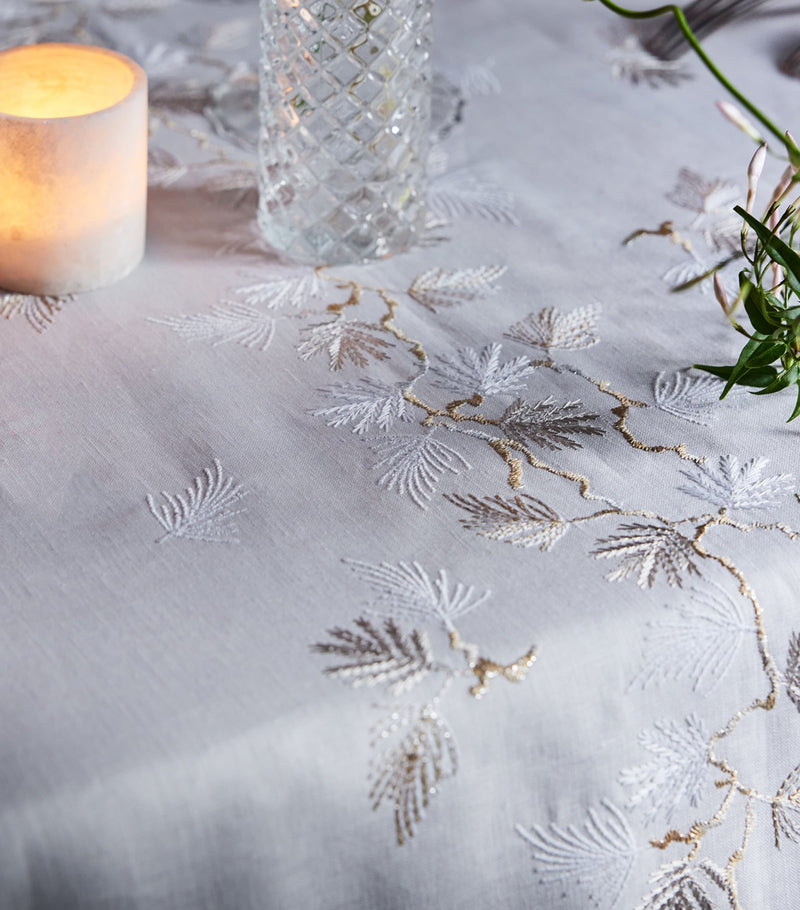 Embroidered Linen Tablecloth 170cm x 320cm