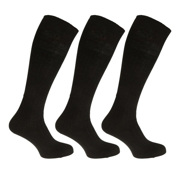 Mens 100% Cotton Ribbed Knee Socks (Pack Of 3) (UK 6-11)