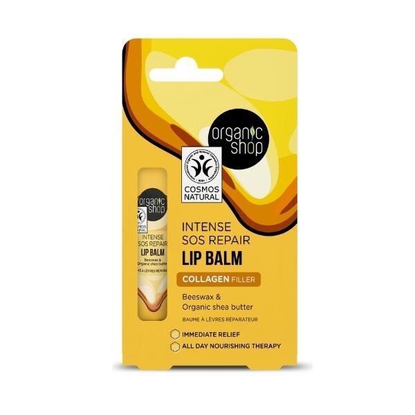 Organic Shop SOS Repair lip balm Beeswax & Shea Butter 10ml, UK version