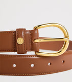 Harrods leather belt with gold-tone H-branded stud (British brand)