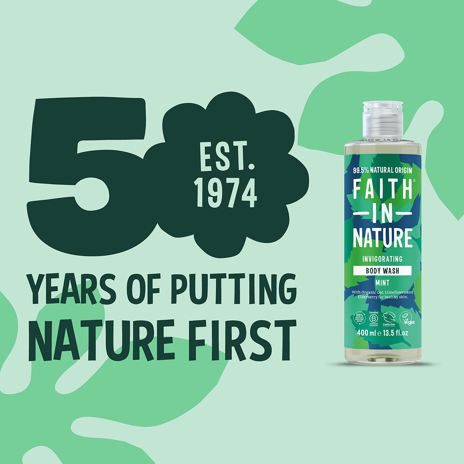 Faith In Nature Mint Body Wash 400ml - British product