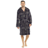 Foxbury Mens Coral Fleece Check Hooded Robe (M) GOODS Superdrug   