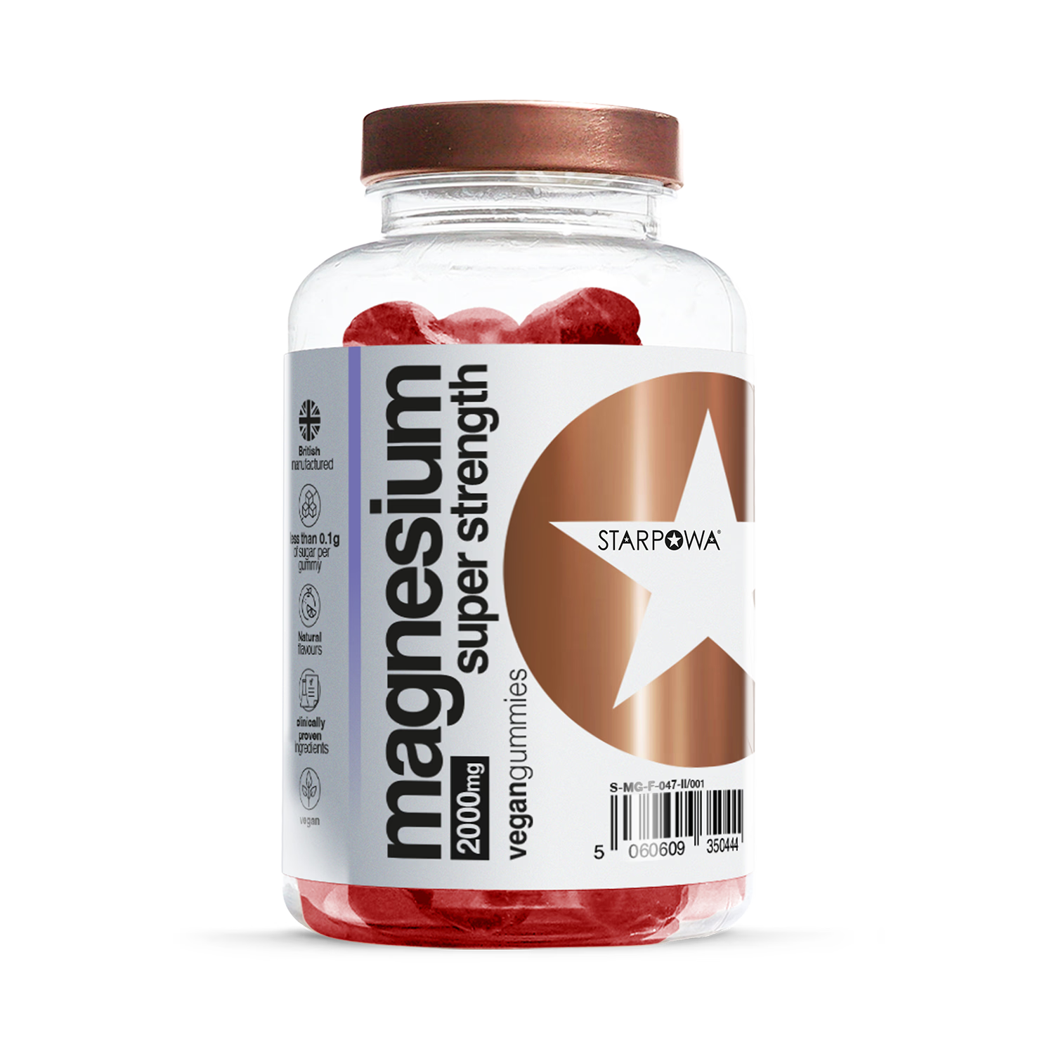 Starpowa magnesium gummies Super Strength Strawberry 60 count, UK version