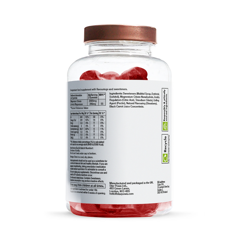 Starpowa magnesium gummies Super Strength Strawberry 60 count, UK version