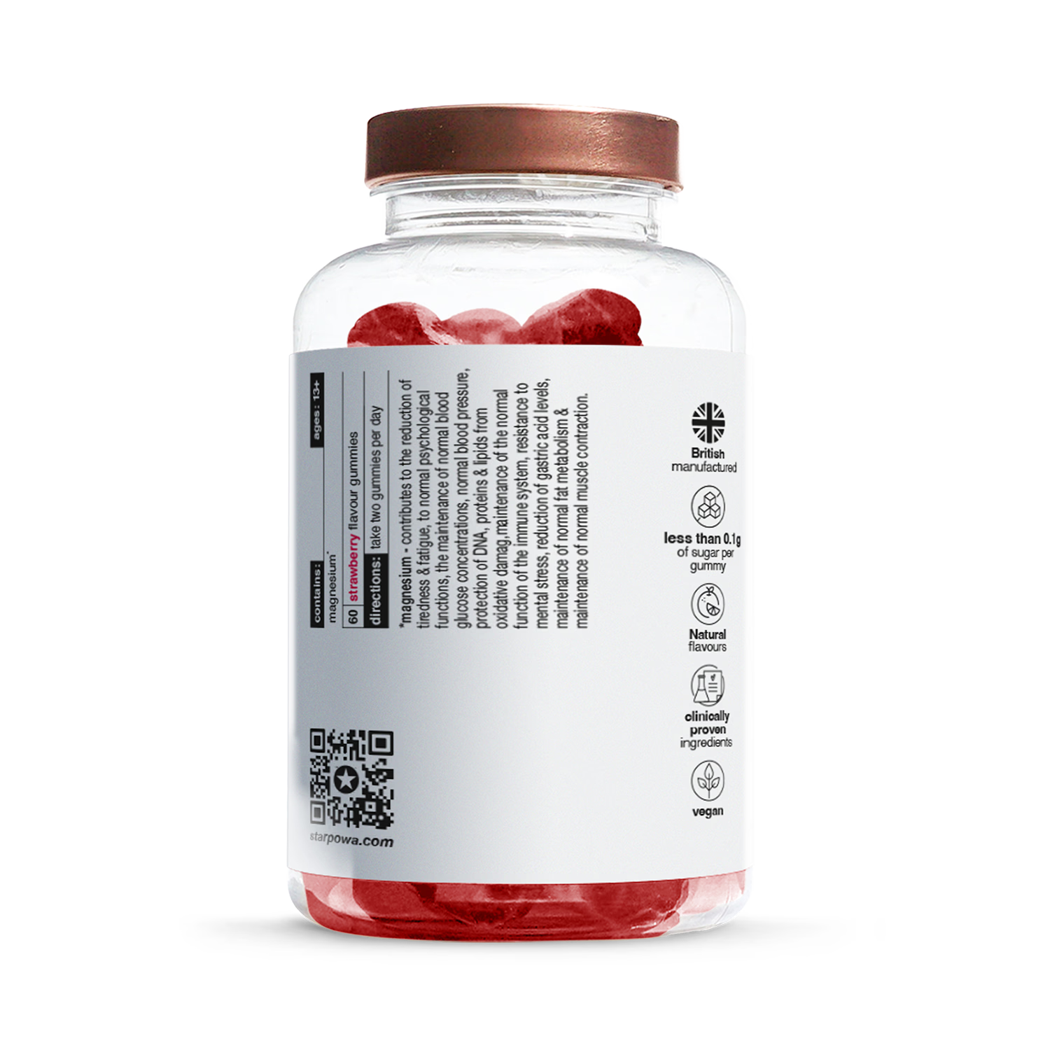 Starpowa magnesium gummies Super Strength Strawberry 60 count, UK version