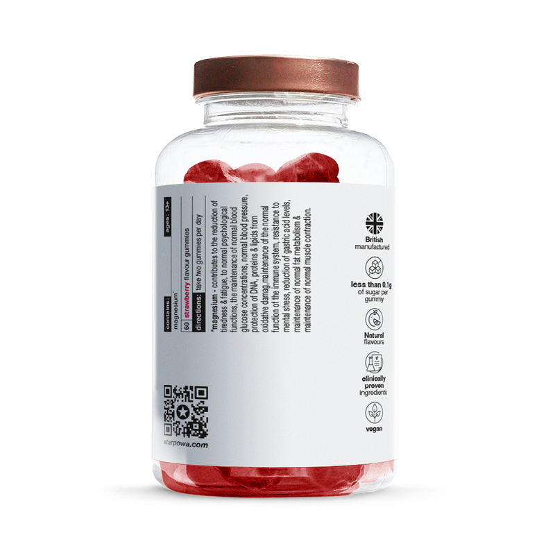 Starpowa magnesium gummies Super Strength Strawberry 60 count, UK version