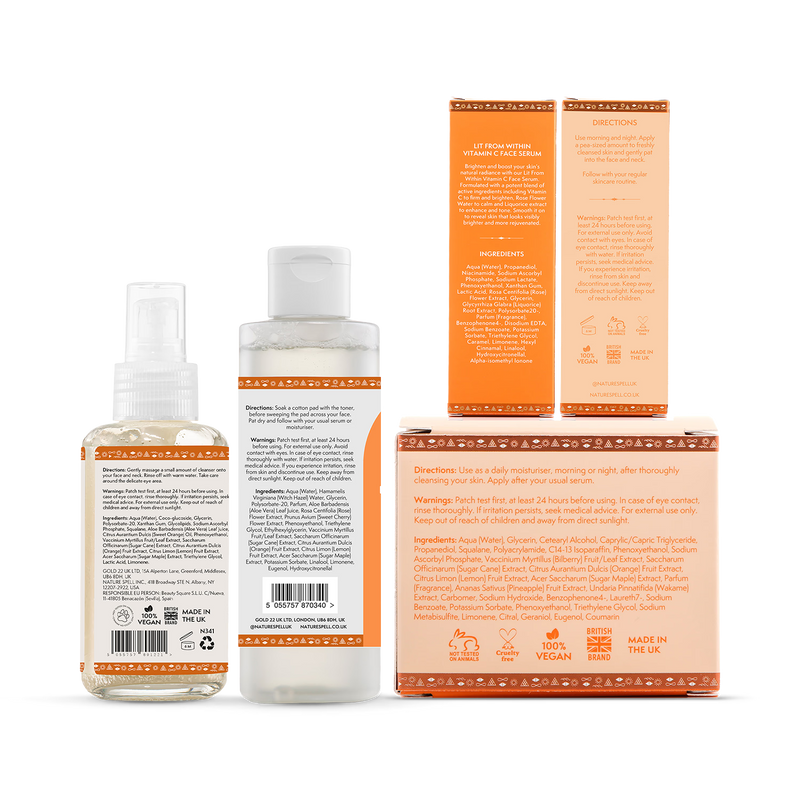 Nature Spell Vitamin C and Fruit AHA skincare set, imported from the UK