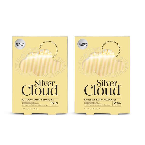 Silver Cloud satin frilly pillowcase twin pack, UK version