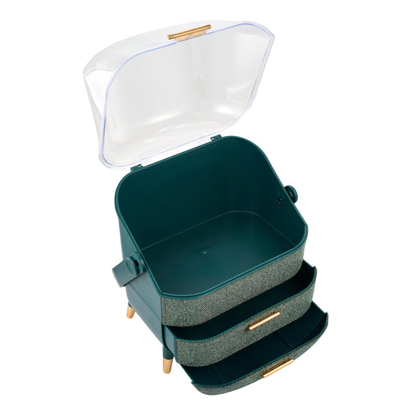 Livingandhome oval makeup storage box with rhinestone finish - British product