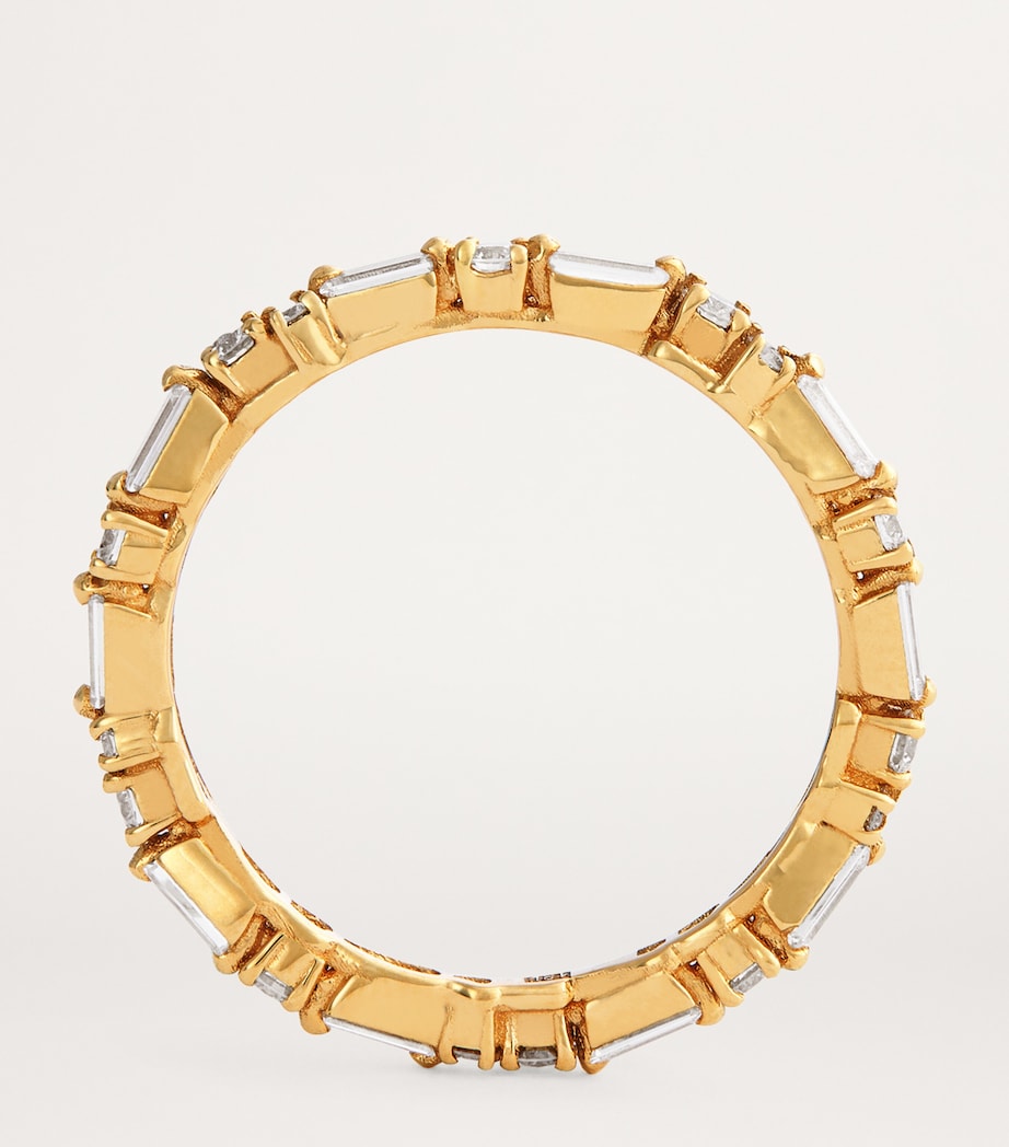 Suzanne Kalan thin mix eternity ring yellow gold diamond, imported from the UK
