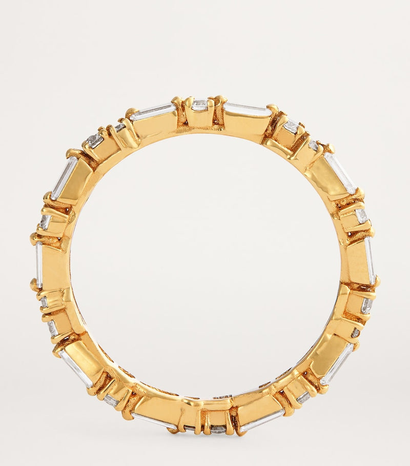 Suzanne Kalan thin mix eternity ring yellow gold diamond, imported from the UK