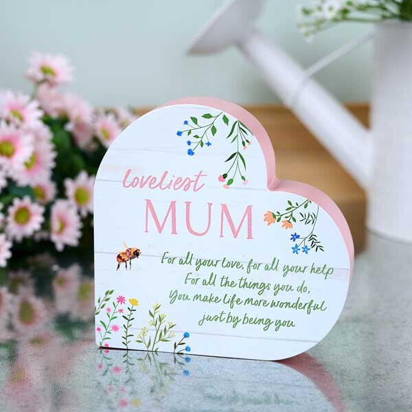 The Cottage Garden Floral Heart Mantel Plaque 'Mum'