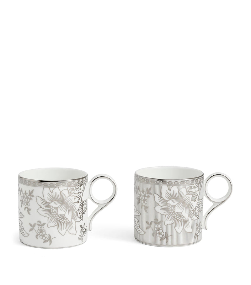 Wedgwood Silver Tonquin bone china mugs set of 2 330ml (British brand)