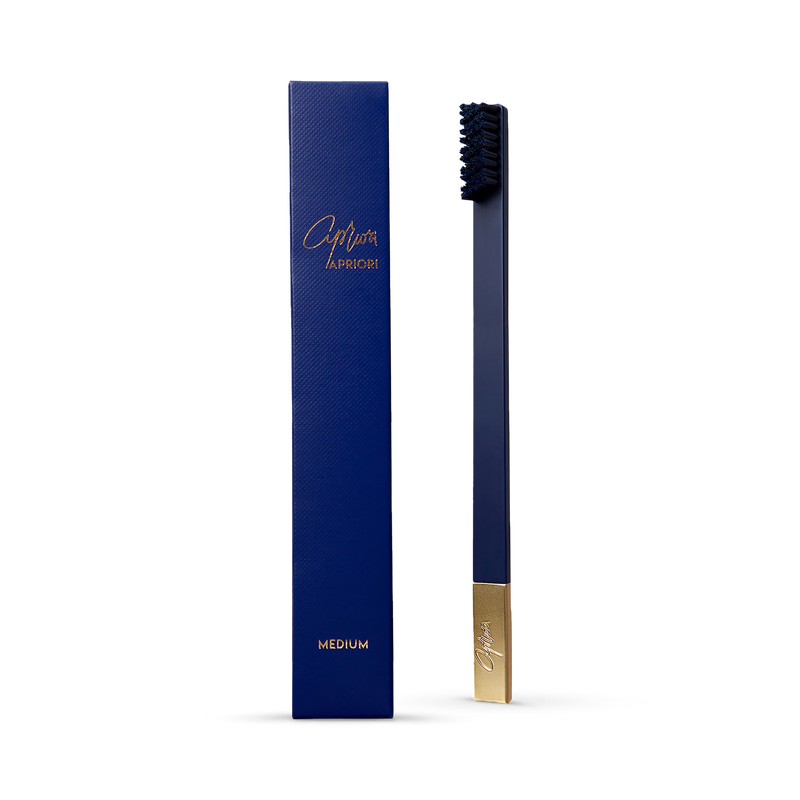 APRIORI Sapphire Blue Gold Medium Toothbrush - British product