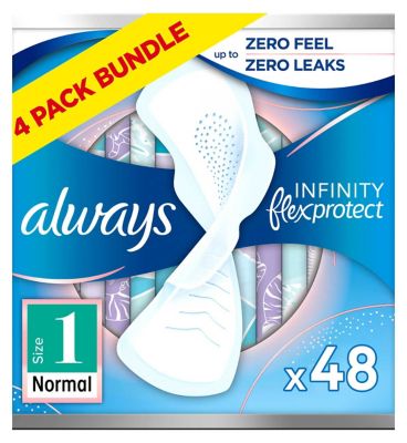 Always Infinity Normal (Size 1) Sanitary Towels Wings 12 Pads x4 Bundle GOODS Boots   