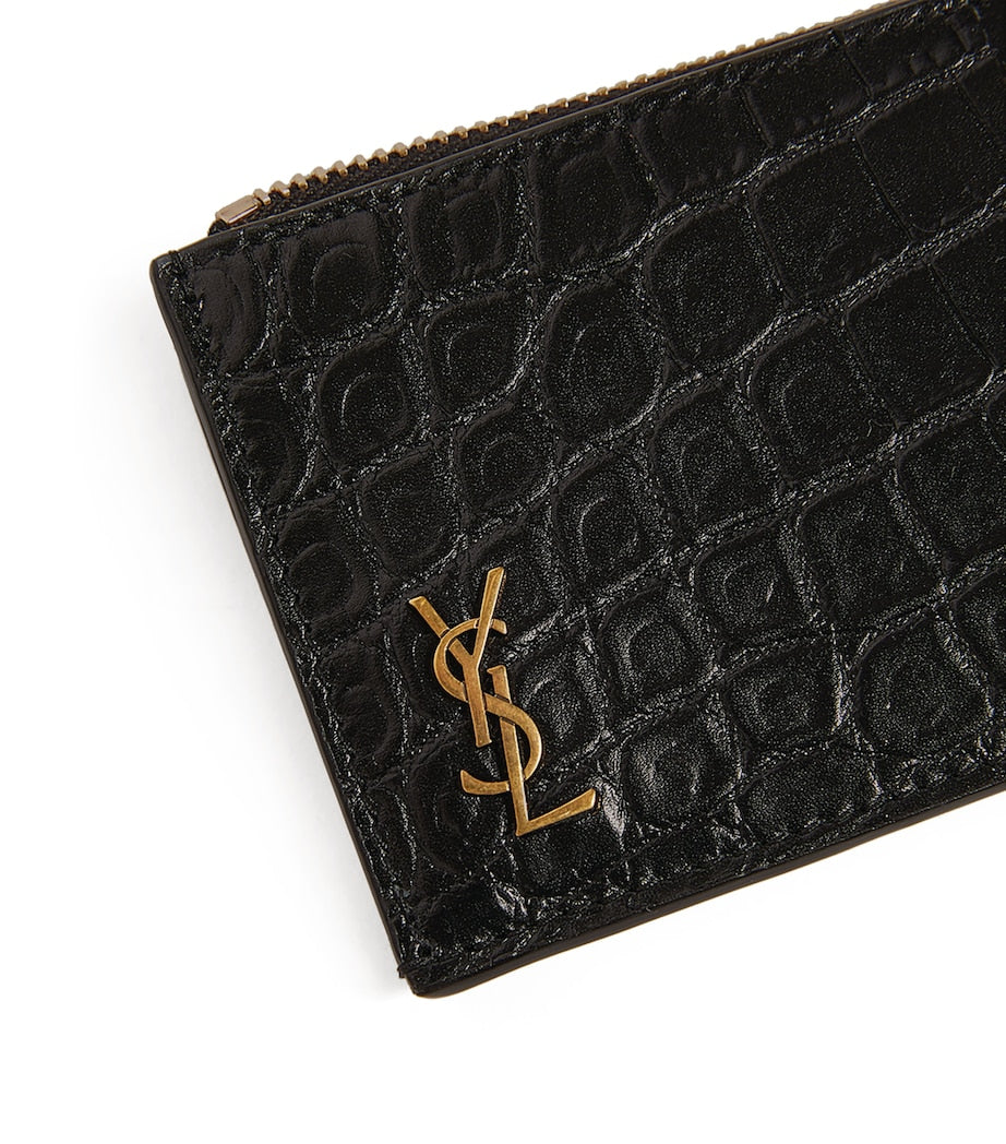 Saint Laurent croc-embossed monogram card holder, imported from the UK