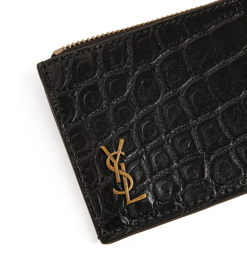 Saint Laurent croc-embossed monogram card holder, imported from the UK