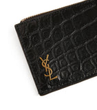 Saint Laurent croc-embossed monogram card holder, imported from the UK