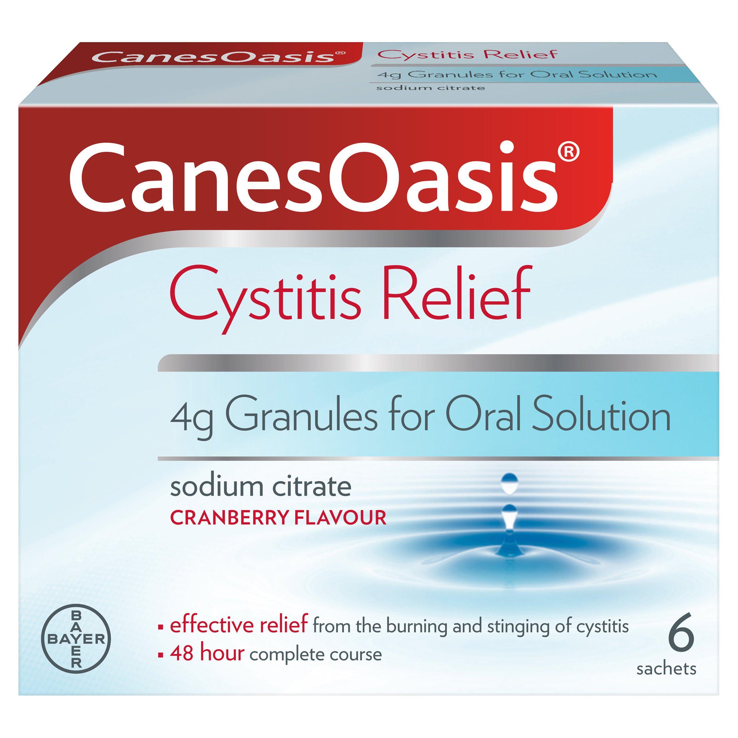 CanesOasis Cystitis Relief 4g Granules for Oral Solution Cranberry Flavour x6 women's health & pregnancy Sainsburys   