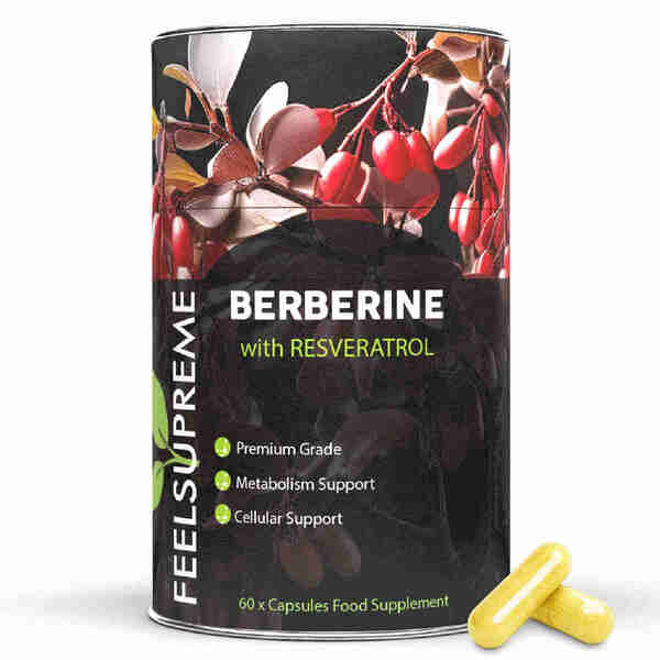 Feel Supreme Berberine Resveratrol supplement 60 capsules, imported from the UK