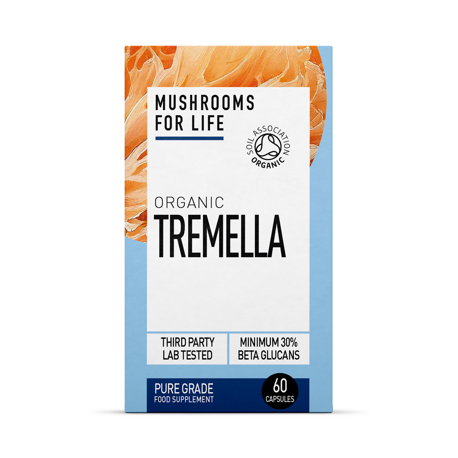 Mushrooms For Life organic tremella capsules pure grade extract 60 caps (British brand)