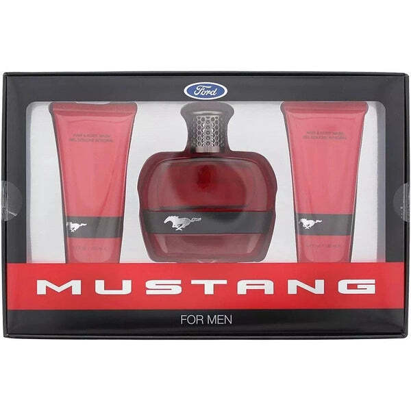 Mustang Red fragrance gift set with EDT balm body wash British brand