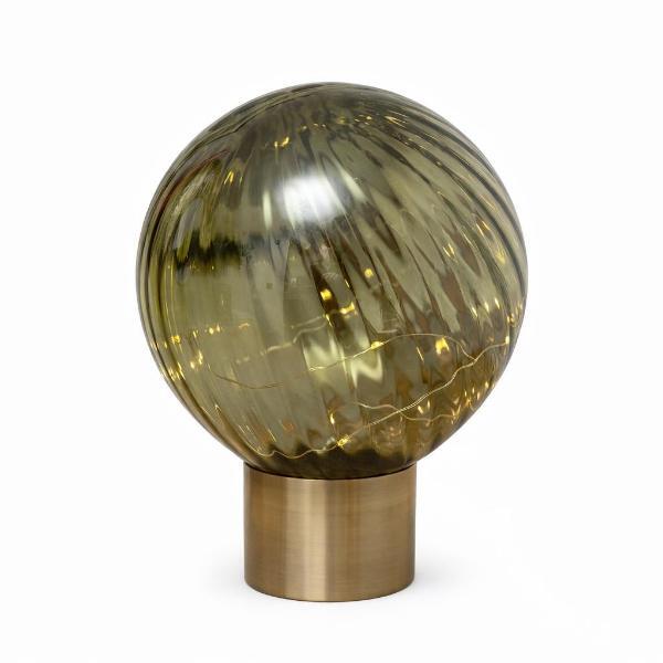Candlelight green globe LED table lamp 24cm, imported from the UK