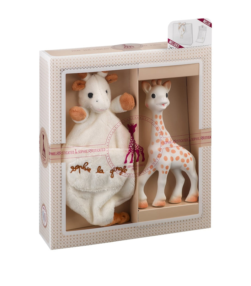 Sophie La Girafe comforter and teething toy set (British brand)