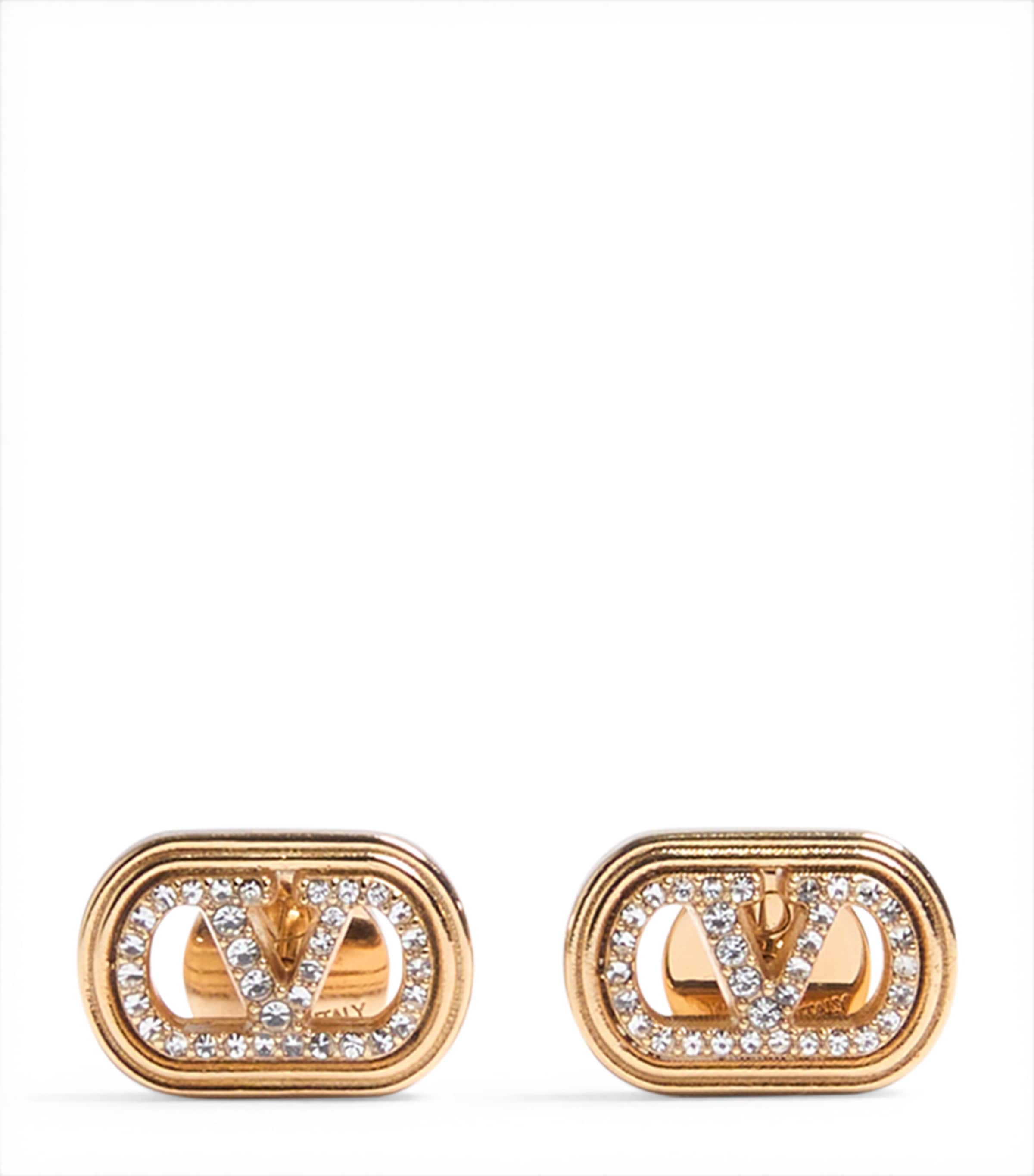 Crystal Ovalette Logo Earrings