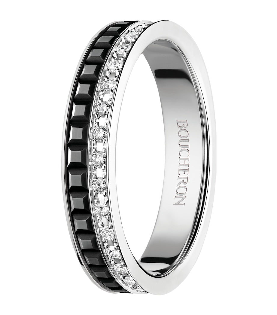 Boucheron wedding band Black Edition 18-karat white gold diamond, imported from the UK