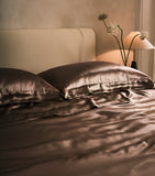 Gingerlily silk mocha duvet cover Super King (260cm x 220cm) - British product