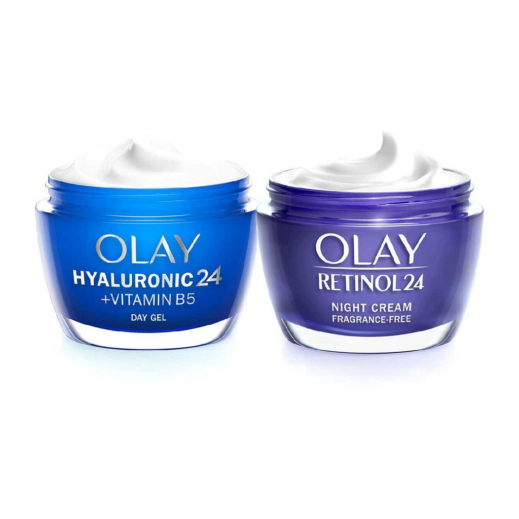 Olay Hiya Hydration with Hyaluronic Acid + Vitamin B5 Day and Retinol Night Moisturiser Bundle