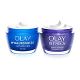 Olay Hiya Hydration with Hyaluronic Acid + Vitamin B5 Day and Retinol Night Moisturiser Bundle GOODS Boots   