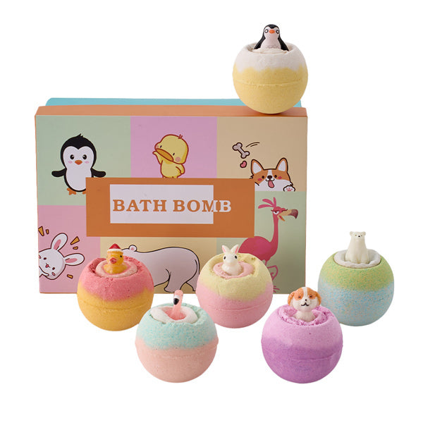 Livingandhome 6-pack fizzy bath bombs set with animal toys, imported from the UK