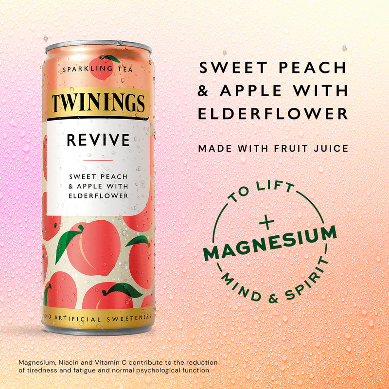 Twinings Sparkling Revive peach and apple with elderflower drink 250ml, UK version