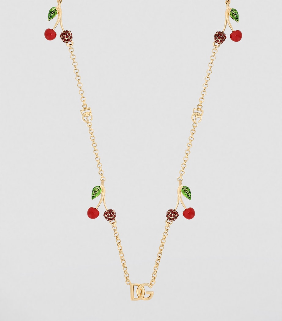 Dolce&Gabbana embellished cherry logo necklace, UK version