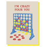 Paper Plane I'm Crazy Four You anniversary card - British product