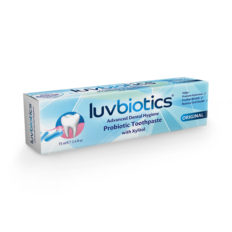 Luvbiotics probiotic toothpaste, imported from the UK