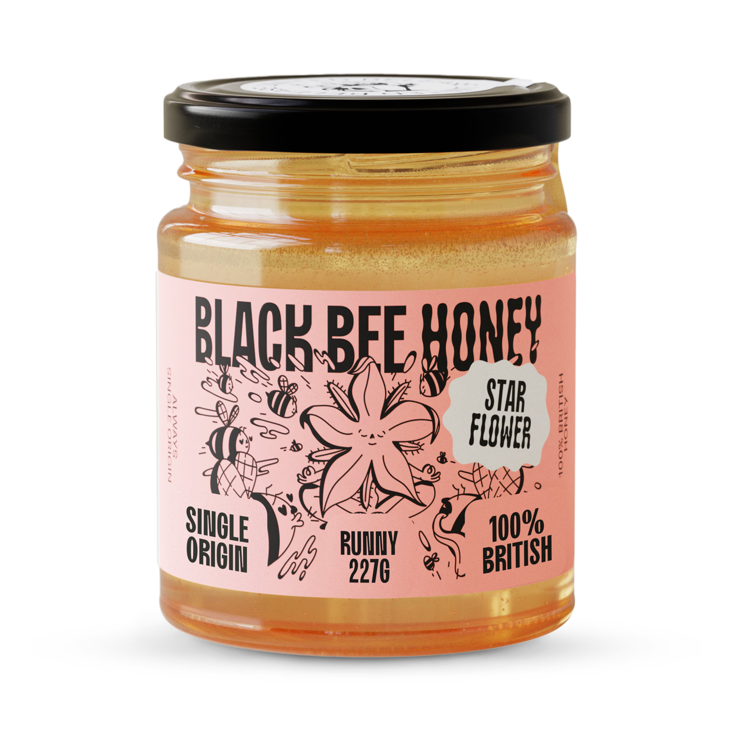 Black Bee Starflower honey 227g glass jar - British product
