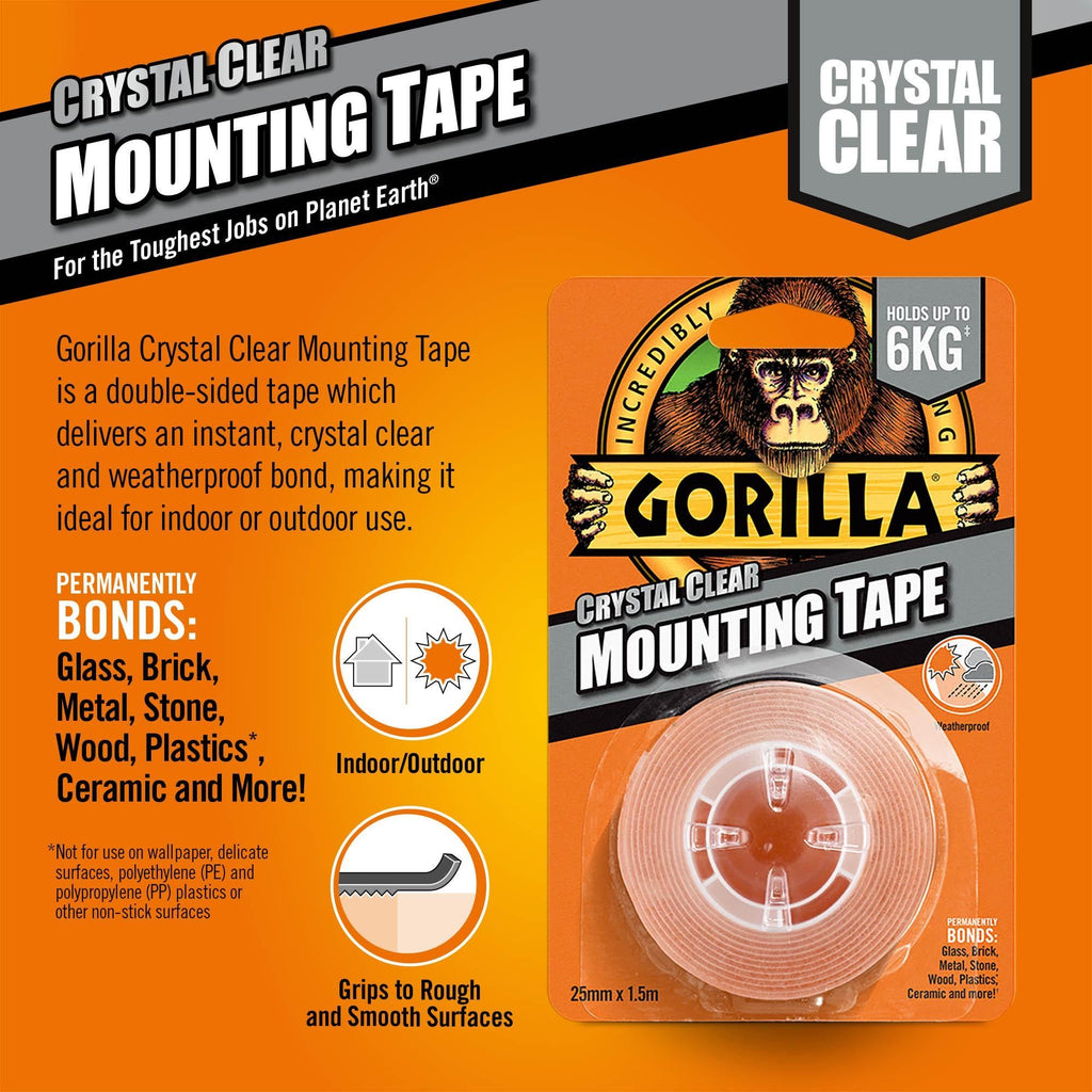 Gorilla Heavy Duty Mounting Tape Clear 1.5m