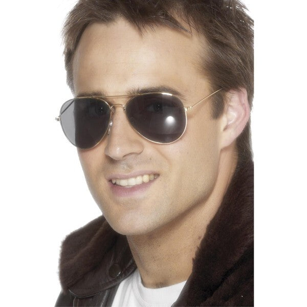 Smiffys aviator specs gold fancy dress accessory - British product