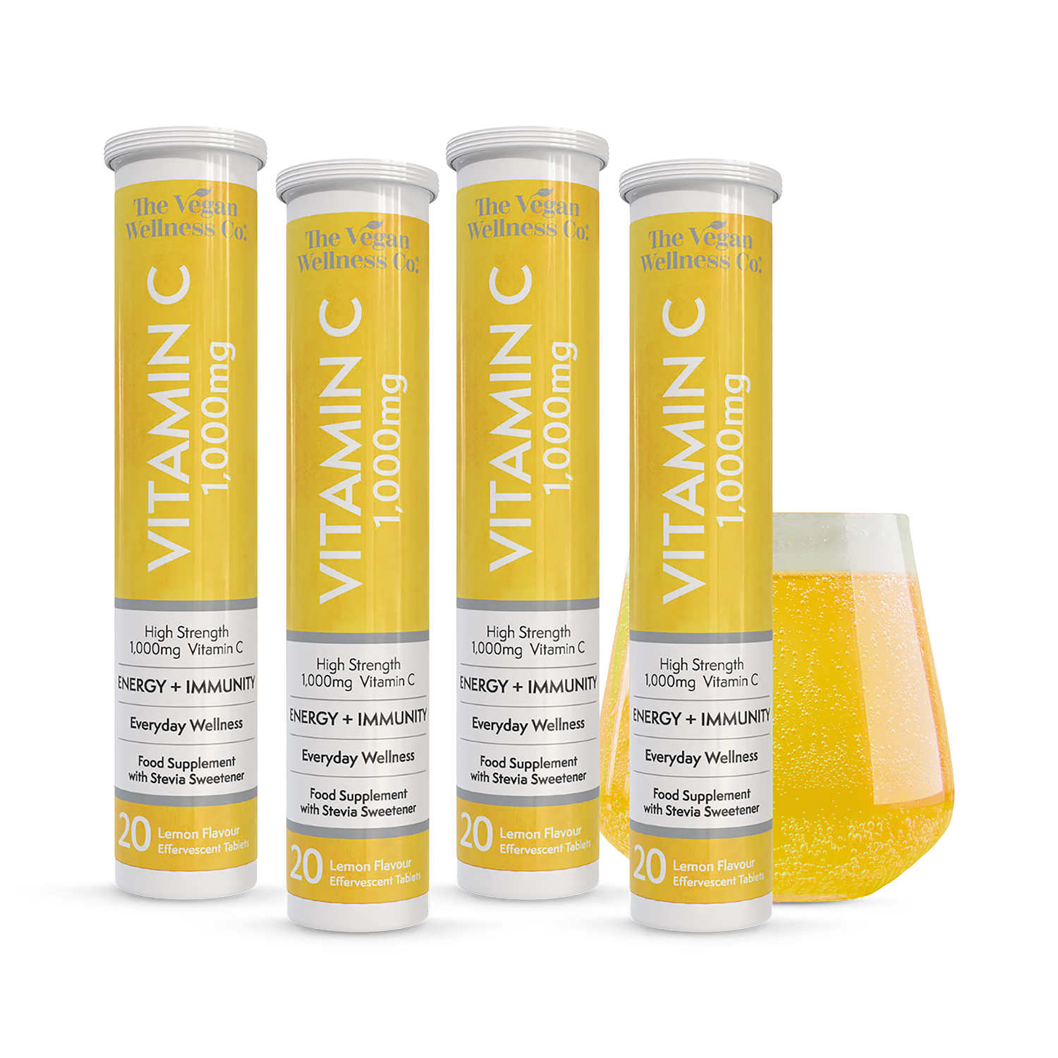The Vegan Wellness Co. vitamin C effervescent tablets lemon flavour 80 tablets (British brand)