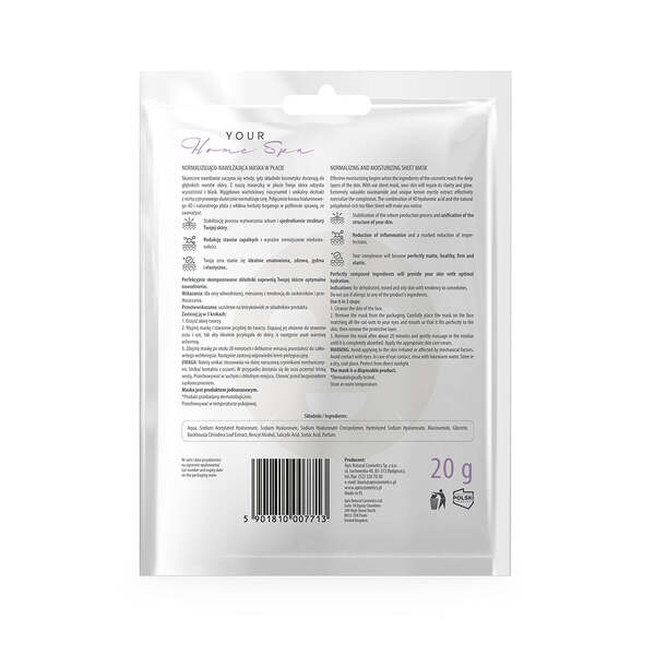 Apis normalising moisturising sheet mask 20g, UK version