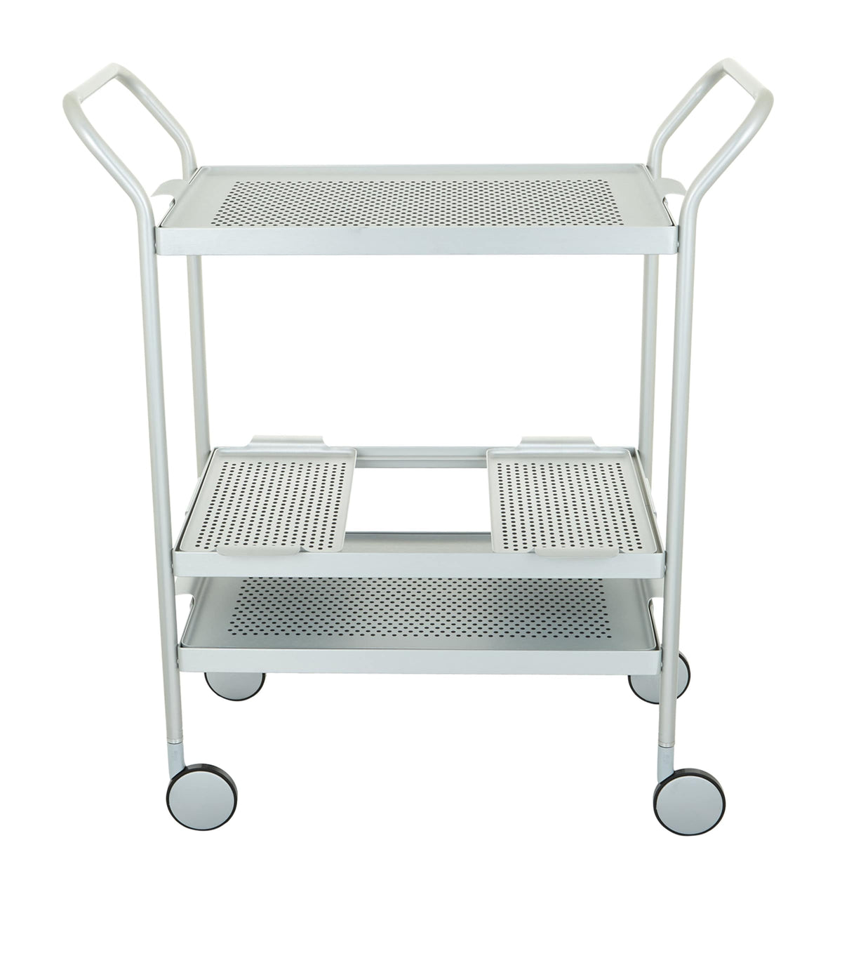 Kaymet aluminium serving trolley with two tiers and wheels, UK version
