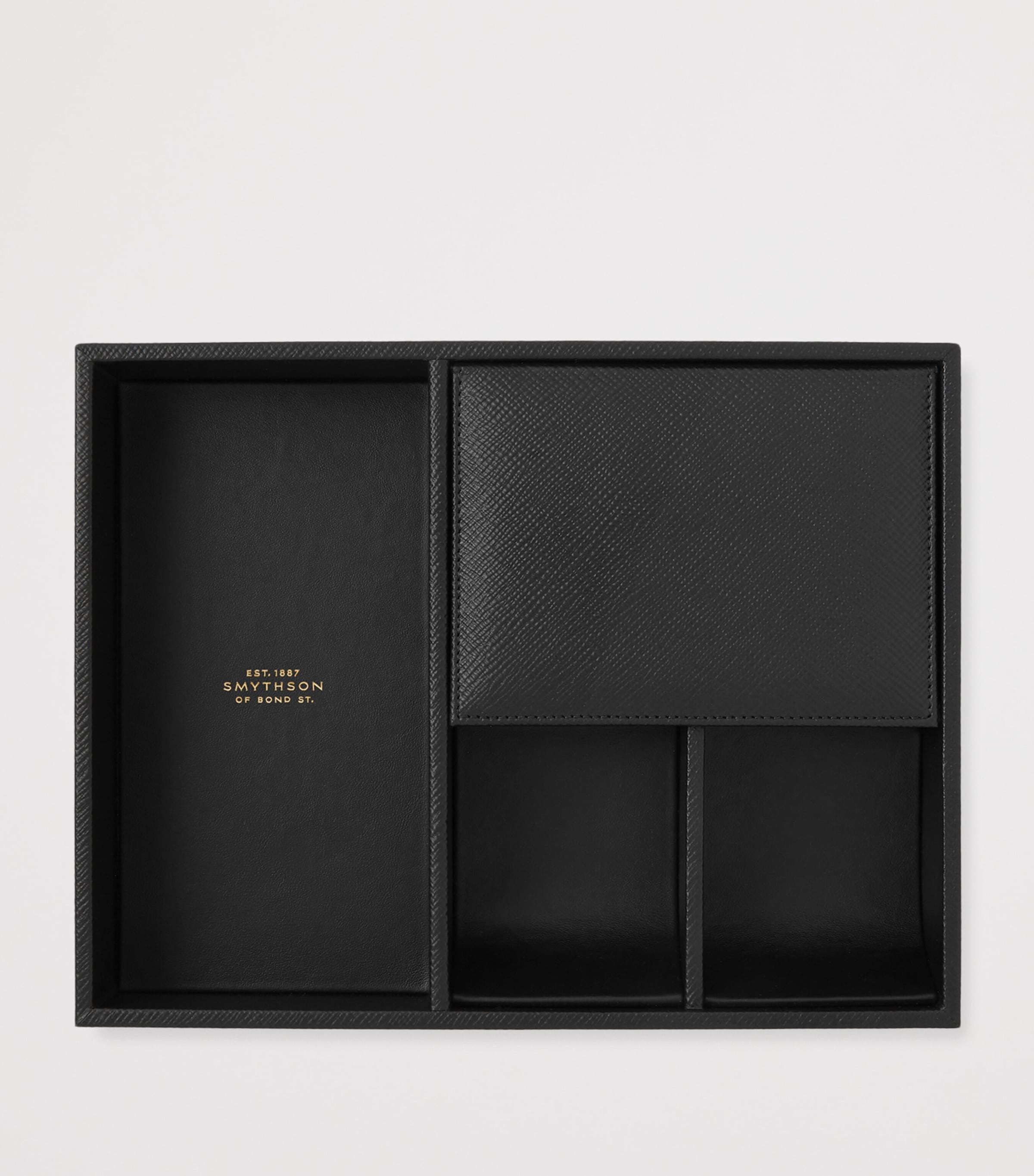Smythson Panama leather valet tray (British brand)