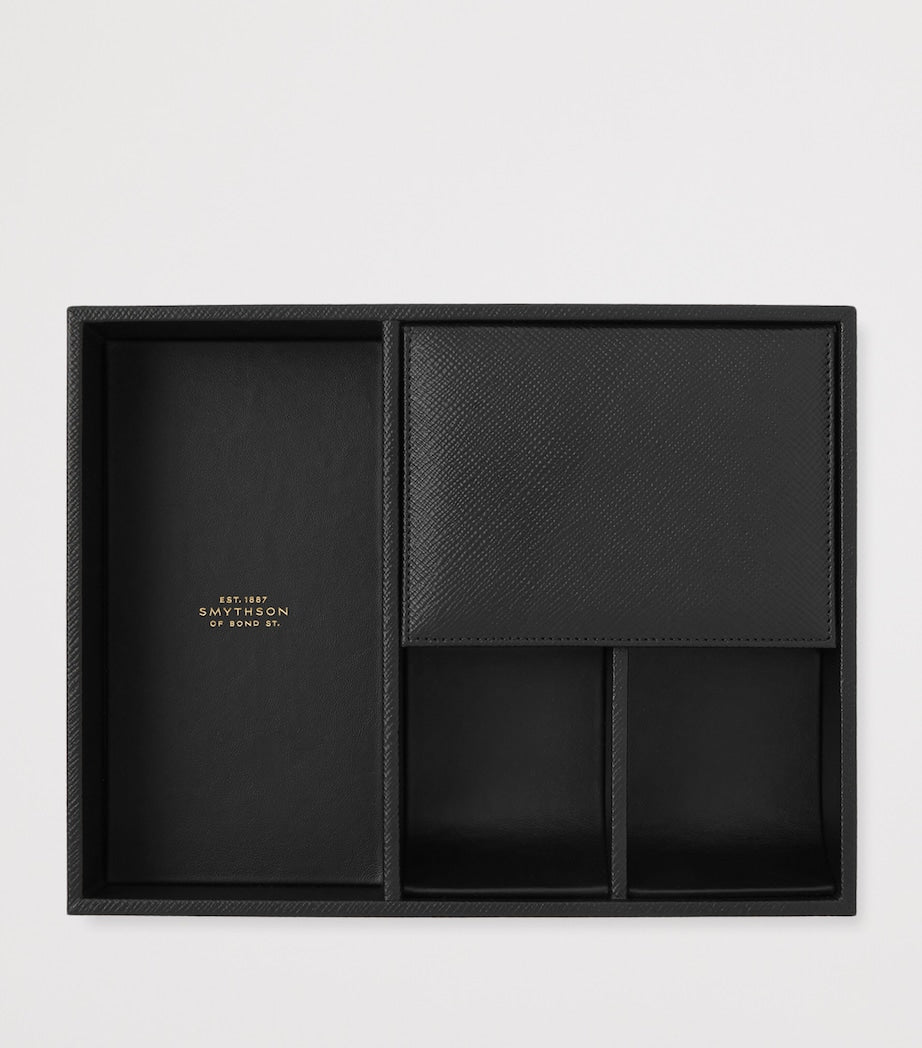 Smythson Panama leather valet tray (British brand)