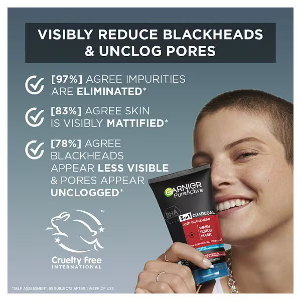 Garnier Pure Active charcoal 3in1 wash 150ml, UK version
